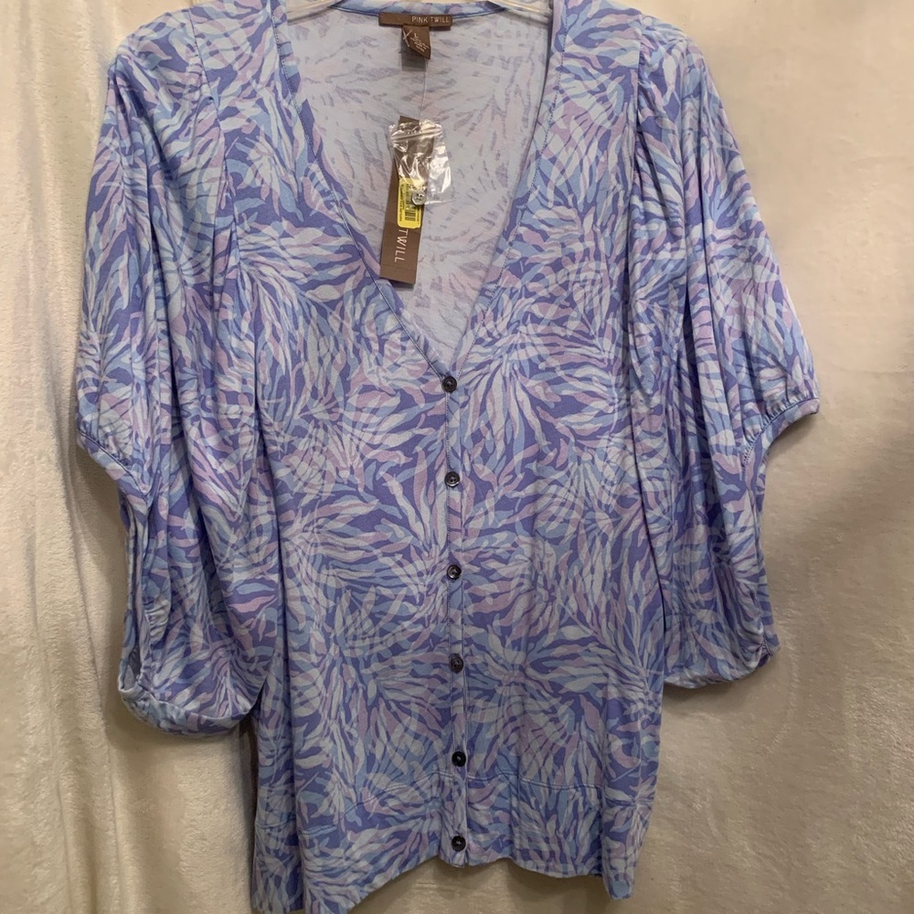 NWT Pink Twill Blouse Size Large